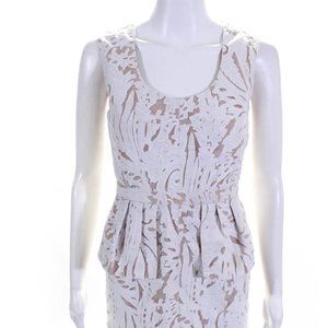 BCBGMAXAZRIA Women Sleeveless Peplum Dress White Cream Sz M #107